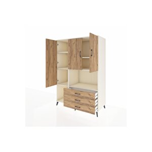 Kronos Dolap 6 Raflı 3 Çekmeceli 3 Kapaklı 132x59x195 Aytaşı-çam/çam