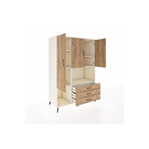 Kronos Dolap 6 Raflı 3 Çekmeceli 3 Kapaklı 132x59x195 Aytaşı-çam/çam