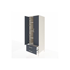 Kronos Dolap 4 Raflı 2 Çekmeceli 2 Kapaklı 60x59x182 Aytaşı-antrasit