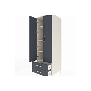 Kronos Dolap 4 Raflı 2 Çekmeceli 2 Kapaklı 60x59x182 Aytaşı-antrasit