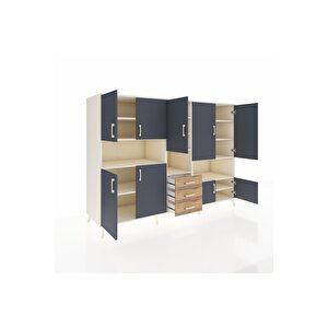 Kronos Dolap 13 Raflı 3 Çekmeceli 9 Kapaklı 220x59x163 Aytaşı-antrasit/çam