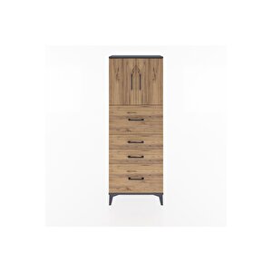 Arges Dolap 2 Raflı 4 Çekmeceli 2 Kapaklı 60x30x163 Antrasit-çam