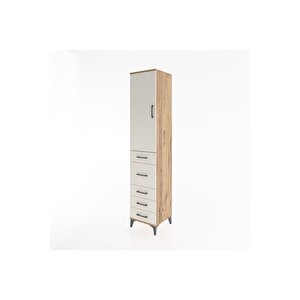 Hyperion Dolap 2 Raflı 5 Çekmeceli Tek Askılı 44x44x221 Çam-aytaşı
