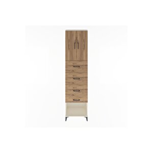 Arges Dolap Tek Raflı 4 Çekmeceli 2 Kapaklı 60x30x243 Aytaşı-çam