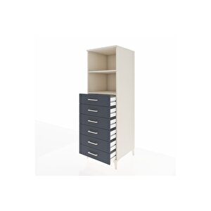 Kronos Dolap 2 Raflı 6 Çekmeceli 60x59x182 Aytaşı-antrasit