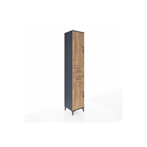 Hyperion Dolap 4 Raflı 2 Çekmeceli 2 Kapaklı 44x44x243 Antrasit-çam