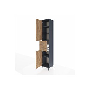 Hyperion Dolap 4 Raflı 2 Çekmeceli 2 Kapaklı 44x44x243 Antrasit-çam