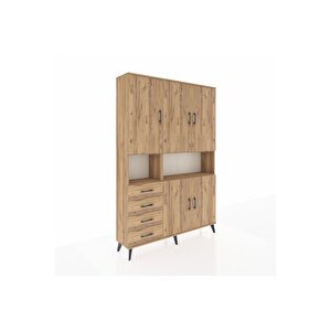 Arges Gardrop 7 Raflı 4 Çekmeceli 5 Kapaklı 132x30x195 Çam-çam