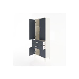 Arges Dolap 3 Raflı 2 Çekmeceli 4 Kapaklı 60x30x163 Aytaşı-antrasit