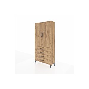Arges Dolap 3 Raflı 4 Çekmeceli 2 Kapaklı 88x30x182 Çam-çam
