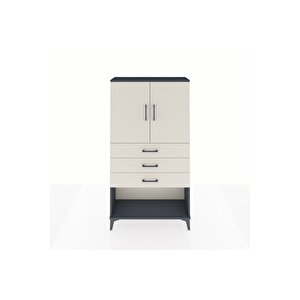 Arges Dolap 2 Raflı 3 Çekmeceli 2 Kapaklı 88x30x163 Antrasit-aytaşı