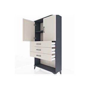 Arges Dolap 2 Raflı 3 Çekmeceli 2 Kapaklı 88x30x163 Antrasit-aytaşı