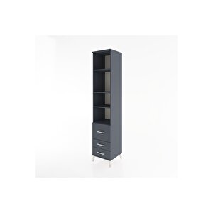 Hyperion Dolap 4 Raflı 3 Çekmeceli 44x44x221 Antrasit-antrasit