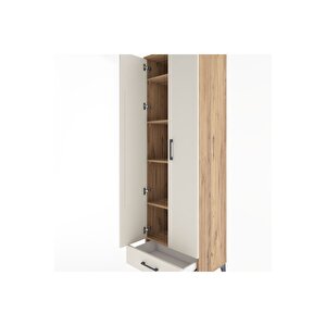 Hyperion Dolap 5 Raflı Tek Çekmeceli Tek Askılı 60x44x195 Çam-aytaşı
