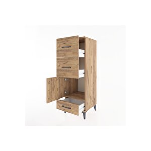 Hyperion Dolap Tek Raflı 3 Çekmeceli Tek Kapaklı 44x44x134 Çam-çam