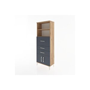 Arges Dolap 2 Raflı 3 Çekmeceli 2 Kapaklı 60x30x163 Çam-antrasit