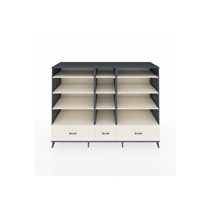 Kronos Dolap 12 Raflı 3 Çekmeceli  220x59x163 Antrasit-aytaşı
