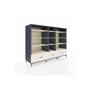 Kronos Dolap 12 Raflı 3 Çekmeceli  220x59x163 Antrasit-aytaşı