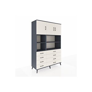 Hyperion Gardrop 8 Raflı 8 Çekmeceli 3 Kapaklı 132x44x195 Antrasit-aytaşı