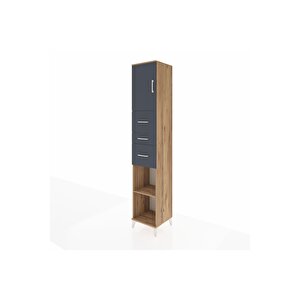 Hyperion Dolap 3 Raflı 3 Çekmeceli Tek Kapaklı 44x44x243 Çam-antrasit