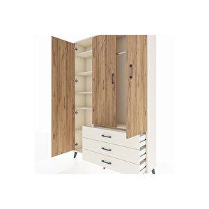 Arges Dolap 6 Raflı 3 Çekmeceli Tek Askılı 132x30x195 Aytaşı-çam/aytaşı