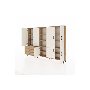 Arges Dolap 11 Raflı 3 Çekmeceli 7 Kapaklı 220x30x163 Çam-aytaşı/çam