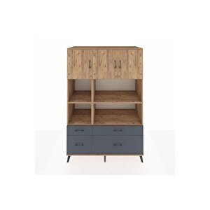 Kronos Dolap 8 Raflı 4 Çekmeceli 3 Kapaklı 132x59x195 Çam-çam/antrasit