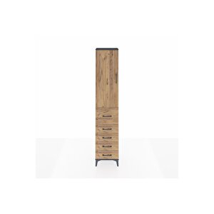 Arges Dolap 3 Raflı 5 Çekmeceli Tek Kapaklı 44x30x221 Antrasit-çam