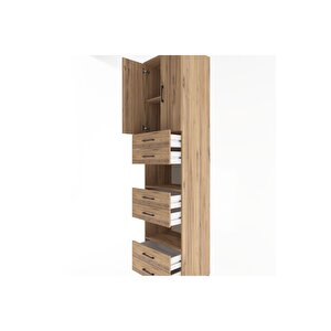 Hyperion Dolap 4 Raflı 6 Çekmeceli 2 Kapaklı 60x44x243 Çam-çam