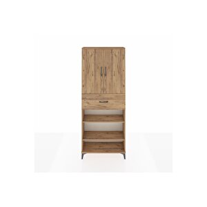 Arges Dolap 5 Raflı Tek Çekmeceli 2 Kapaklı 88x30x221 Çam-çam