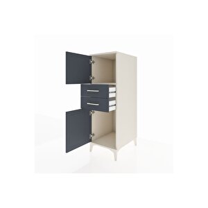 Kronos Dolap Tek Raflı 2 Çekmeceli 2 Kapaklı 44x59x134 Aytaşı-antrasit