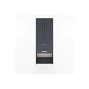 Arges Dolap 3 Raflı 2 Çekmeceli 2 Kapaklı 60x30x163 Antrasit-antrasit