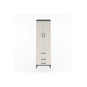 Hyperion Dolap 4 Raflı 3 Çekmeceli 2 Kapaklı 60x44x195 Antrasit-aytaşı