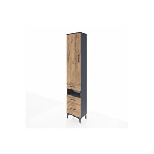 Arges Dolap 4 Raflı 3 Çekmeceli Tek Kapaklı 44x30x221 Antrasit-çam