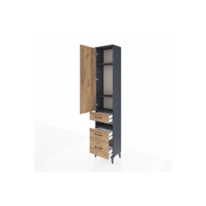 Arges Dolap 4 Raflı 3 Çekmeceli Tek Kapaklı 44x30x221 Antrasit-çam
