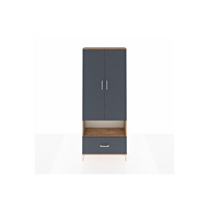 Arges Dolap 3 Raflı Tek Çekmeceli Tek Askılı 88x30x221 Çam-antrasit