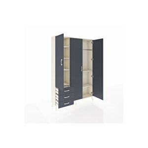 Arges Gardrop 6 Raflı 3 Çekmeceli Tek Askılı 132x30x195 Aytaşı-antrasit