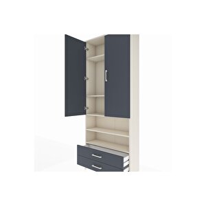 Arges Dolap 5 Raflı 2 Çekmeceli 2 Kapaklı 88x30x221 Aytaşı-antrasit