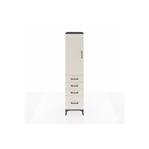 Hyperion Dolap 3 Raflı 4 Çekmeceli Tek Kapaklı 44x44x195 Antrasit-aytaşı