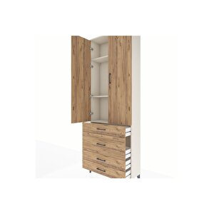 Arges Dolap 3 Raflı 4 Çekmeceli 2 Kapaklı 88x30x243 Aytaşı-çam
