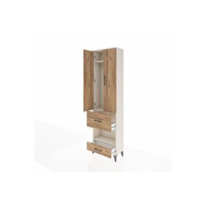 Arges Dolap 3 Raflı 2 Çekmeceli Tek Askılı 60x30x221 Aytaşı-çam