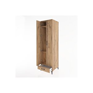 Hyperion Dolap 3 Raflı Tek Çekmeceli Tek Askılı 60x44x195 Çam-çam