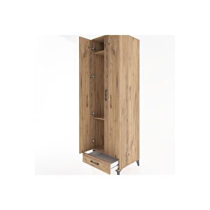 Hyperion Dolap 3 Raflı Tek Çekmeceli Tek Askılı 60x44x195 Çam-çam