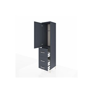 Hyperion Dolap Tek Raflı 3 Çekmeceli Tek Askılı 44x44x195 Antrasit-antrasit