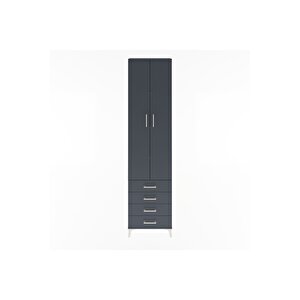 Arges Dolap 4 Raflı 4 Çekmeceli 2 Kapaklı 60x30x243 Antrasit-antrasit