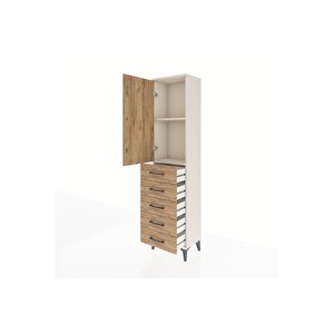 Arges Dolap 2 Raflı 5 Çekmeceli Tek Kapaklı 44x30x182 Aytaşı-çam