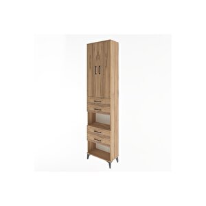 Arges Dolap 4 Raflı 4 Çekmeceli 2 Kapaklı 60x30x243 Çam-çam
