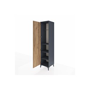 Hyperion Dolap 3 Raflı Tek Kapaklı Tek Askılı 44x44x195 Antrasit-çam