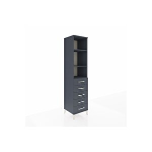 Hyperion Dolap 3 Raflı 5 Çekmeceli 44x44x195 Antrasit-antrasit