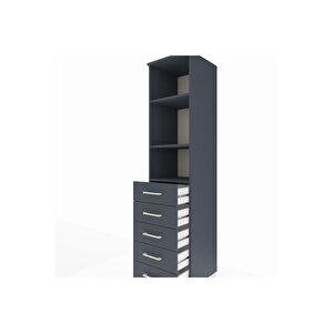 Hyperion Dolap 3 Raflı 5 Çekmeceli 44x44x195 Antrasit-antrasit